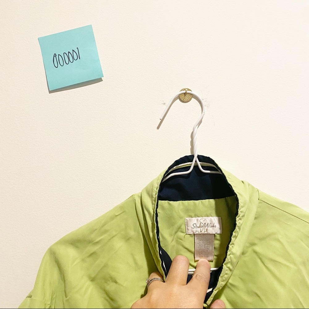 Vintage lime green navy windbreaker - Picture 4 of 5